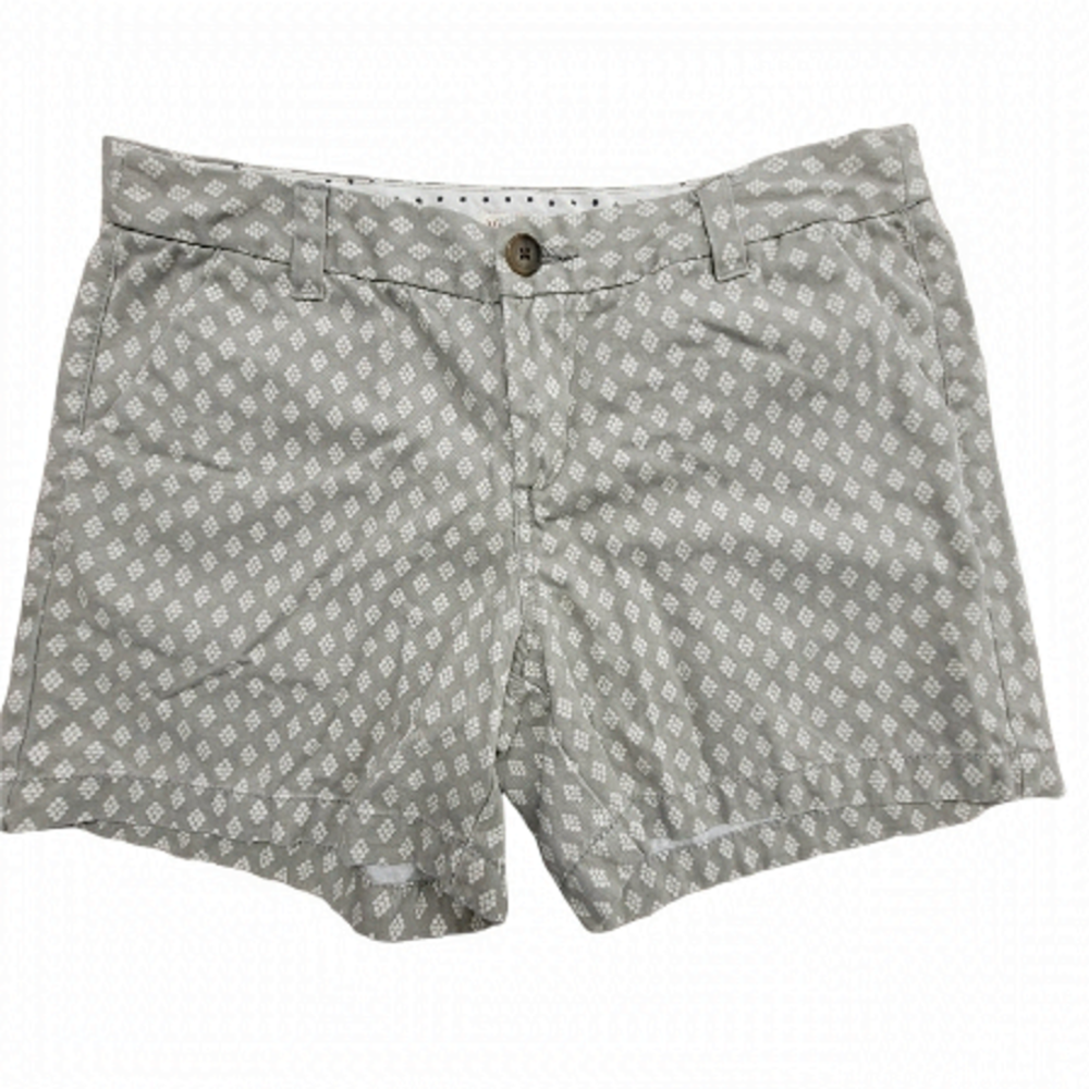 GRAY Mid Rise Shorts White Diamond Pattern Cotton Merona SZ 6